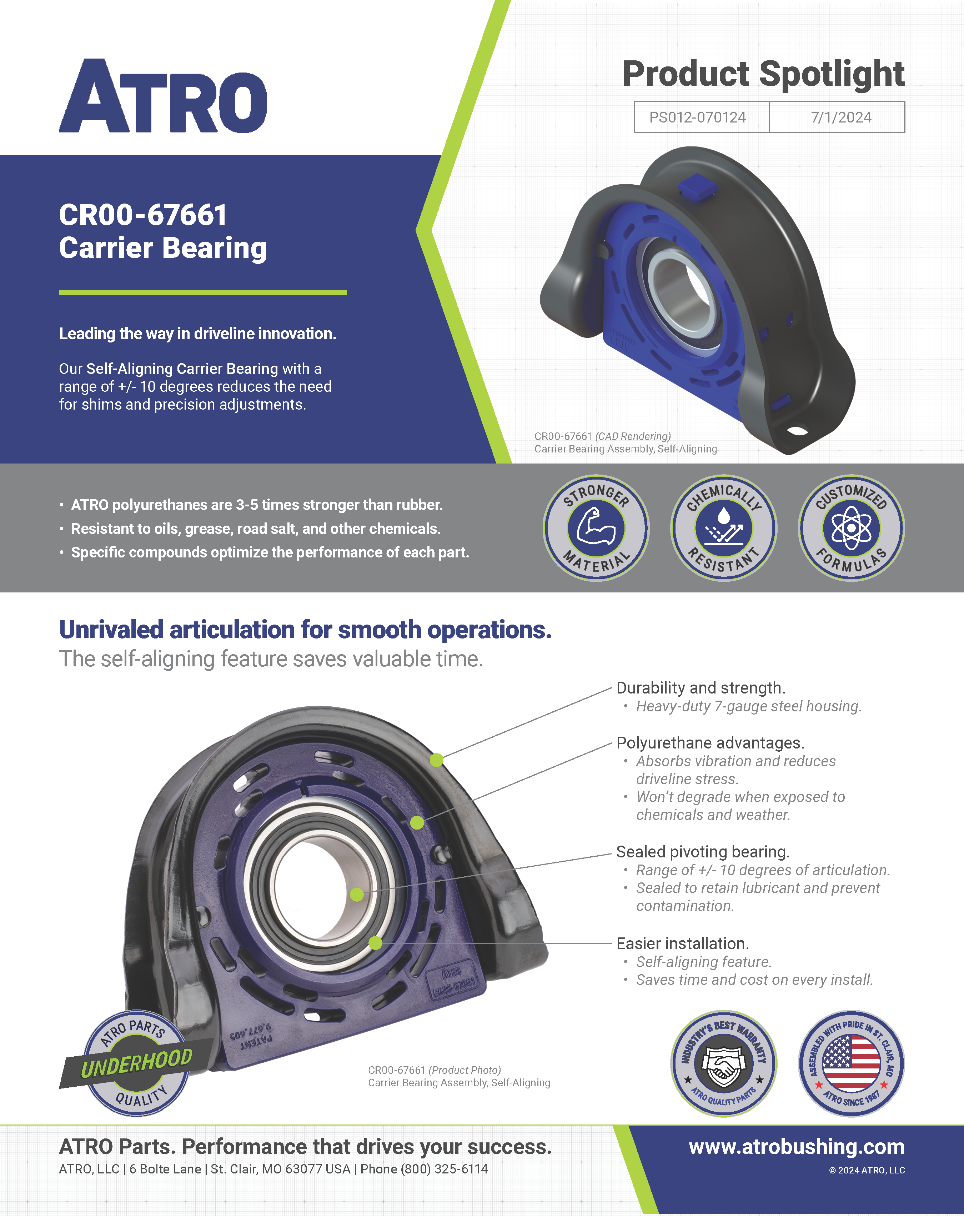 PS012-070124 CR00-67661 Carrier Bearing